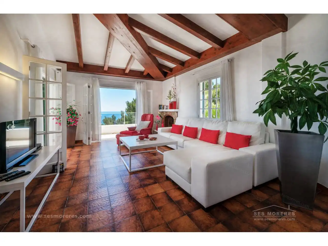 Sala de estar de Casa o chalet en venta en Es Migjorn Gran con Jardín privado, Terraza y Piscina