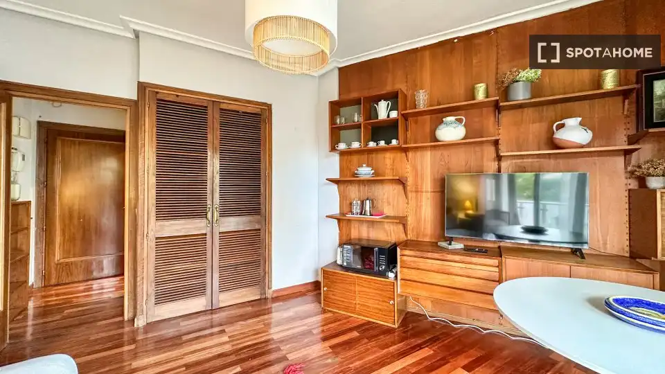 Sala de estar de Estudio para compartir en Madrid con Aire acondicionado, Calefacción y Terraza