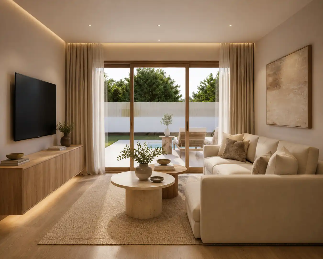 Sala d'estar de Casa o xalet en venda en La Pobla de Vallbona amb Aire condicionat, Jardí privat i Terrassa