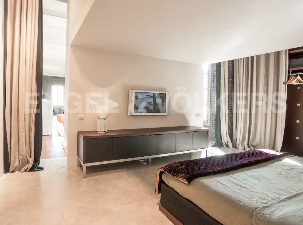 Schlafzimmer von Loft zur Miete in Barcelona mit Klimaanlage, Heizung und Parkett