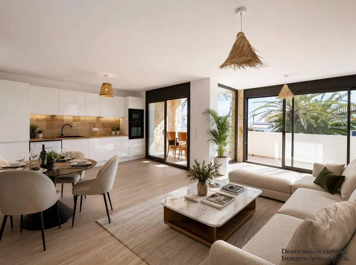 Wohnzimmer von Maisonette zum Verkauf in Empuriabrava mit Klimaanlage, Heizung und Terrasse