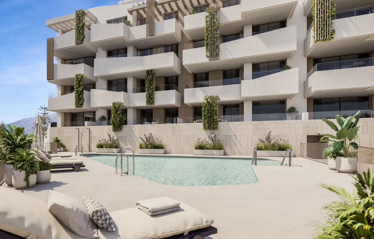 Schwimmbecken von Erdgeschoss zum Verkauf in Mijas mit Klimaanlage, Privatgarten und Terrasse