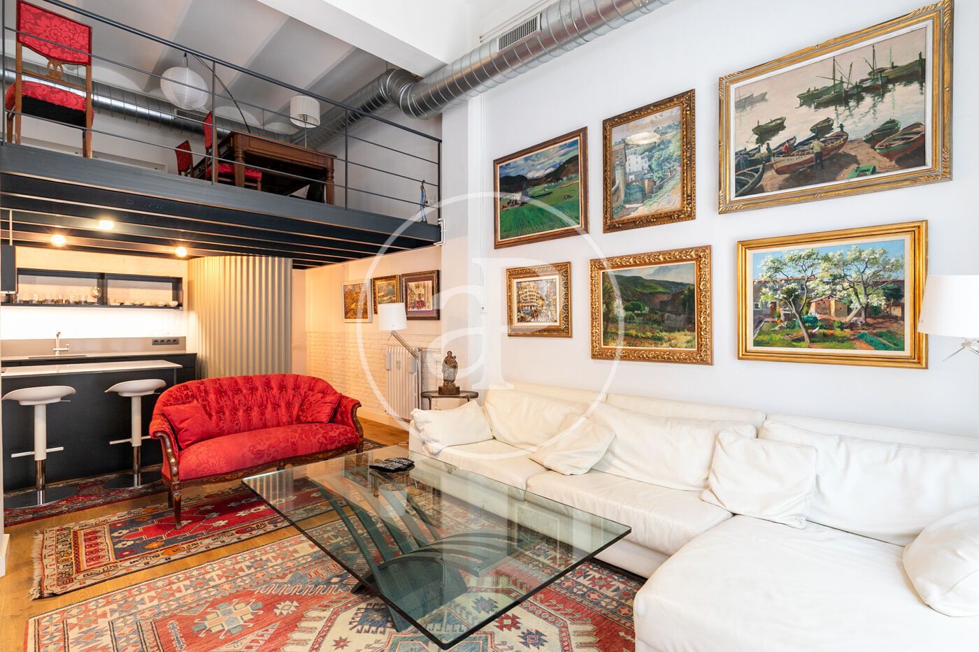 Sala d'estar de Pis de lloguer en  Barcelona Capital amb Aire condicionat, Calefacció i Moblat