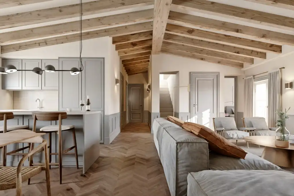 Wohnzimmer von Einfamilien-Reihenhaus zum Verkauf in  Palma de Mallorca mit Klimaanlage, Heizung und Terrasse