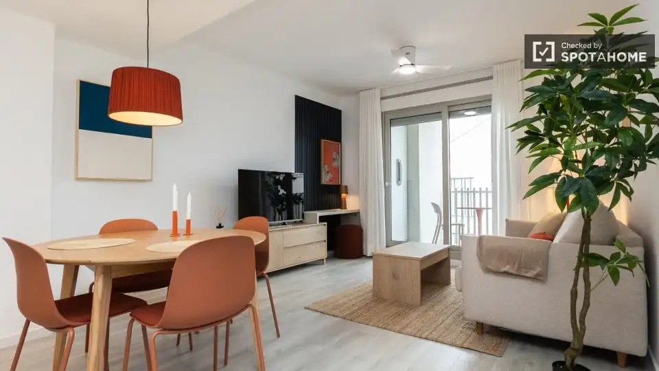 Living room of Flat for rent in Valencia  with Air Conditioner, Heating and Furnished