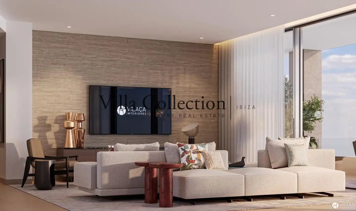 Living room of Houses for sale in Santa Eulària des Riu  with Air Conditioner, Heating and Terrace