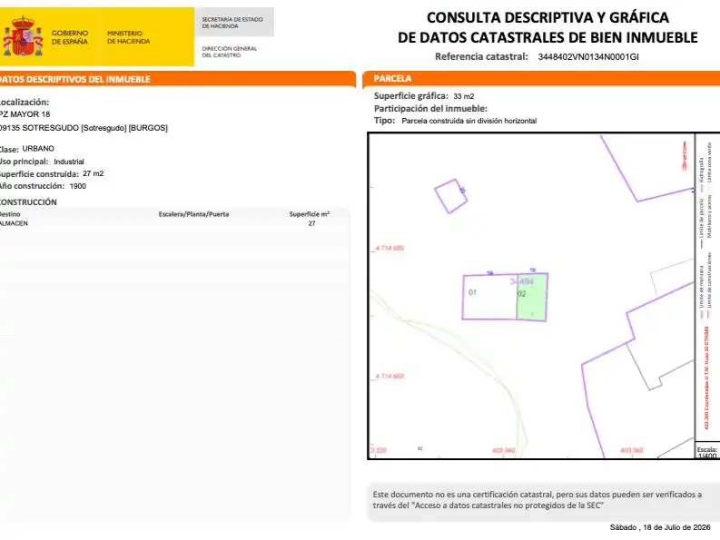 Garaje en venta en Sotresgudo