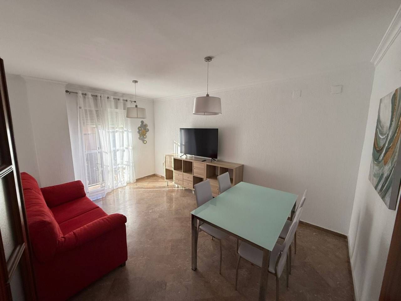 Sala d'estar de Pis de lloguer en  Huelva Capital amb Calefacció, Moblat i Balcó