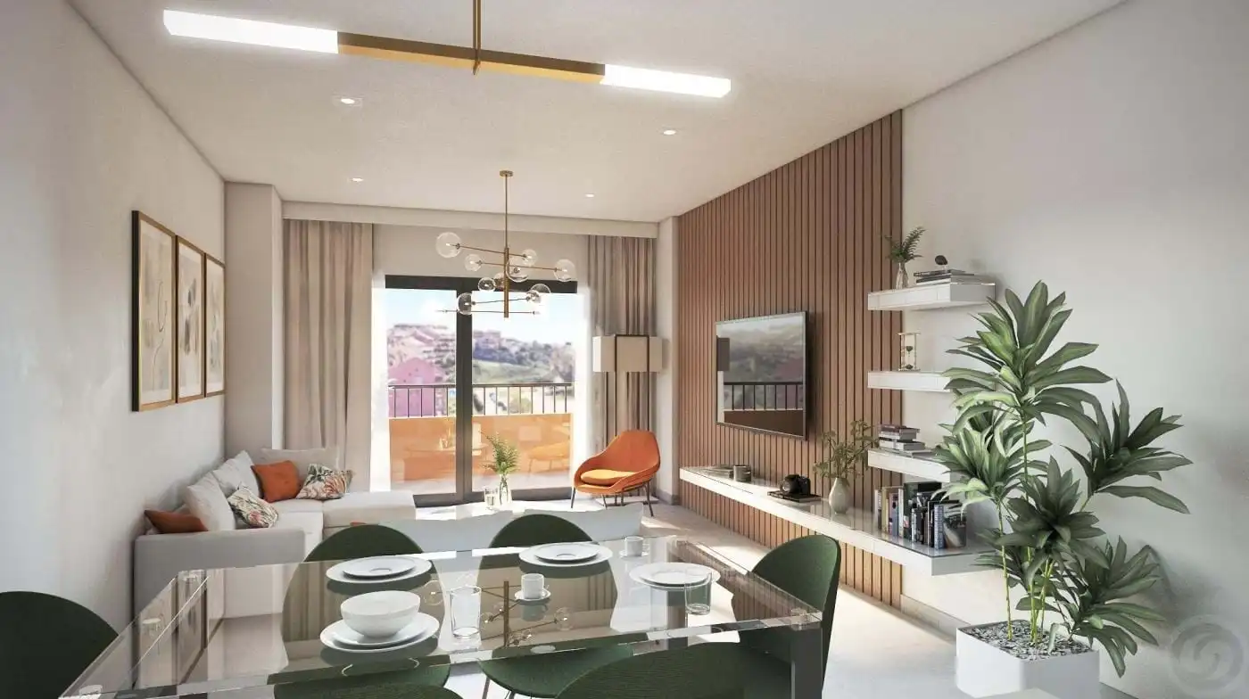 Living room of Flat for sale in Fuengirola  with Air Conditioner, Private garden and Swimming Pool