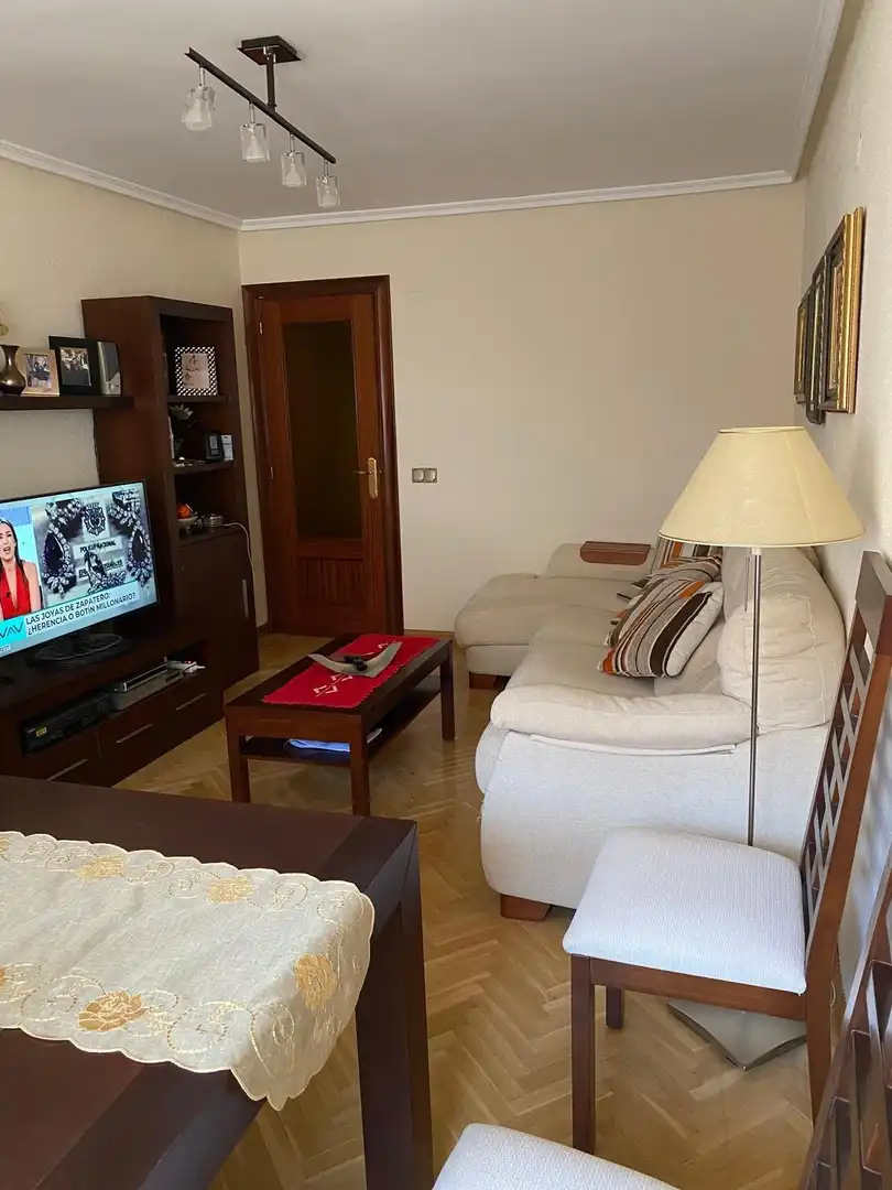 Sala d'estar de Pis de lloguer en Jaca amb Parquet, Terrassa i Moblat