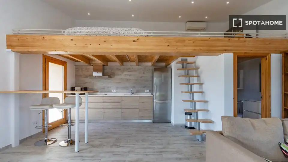 Cocina de Apartamento para compartir en Inca con Aire acondicionado, Terraza y Amueblado