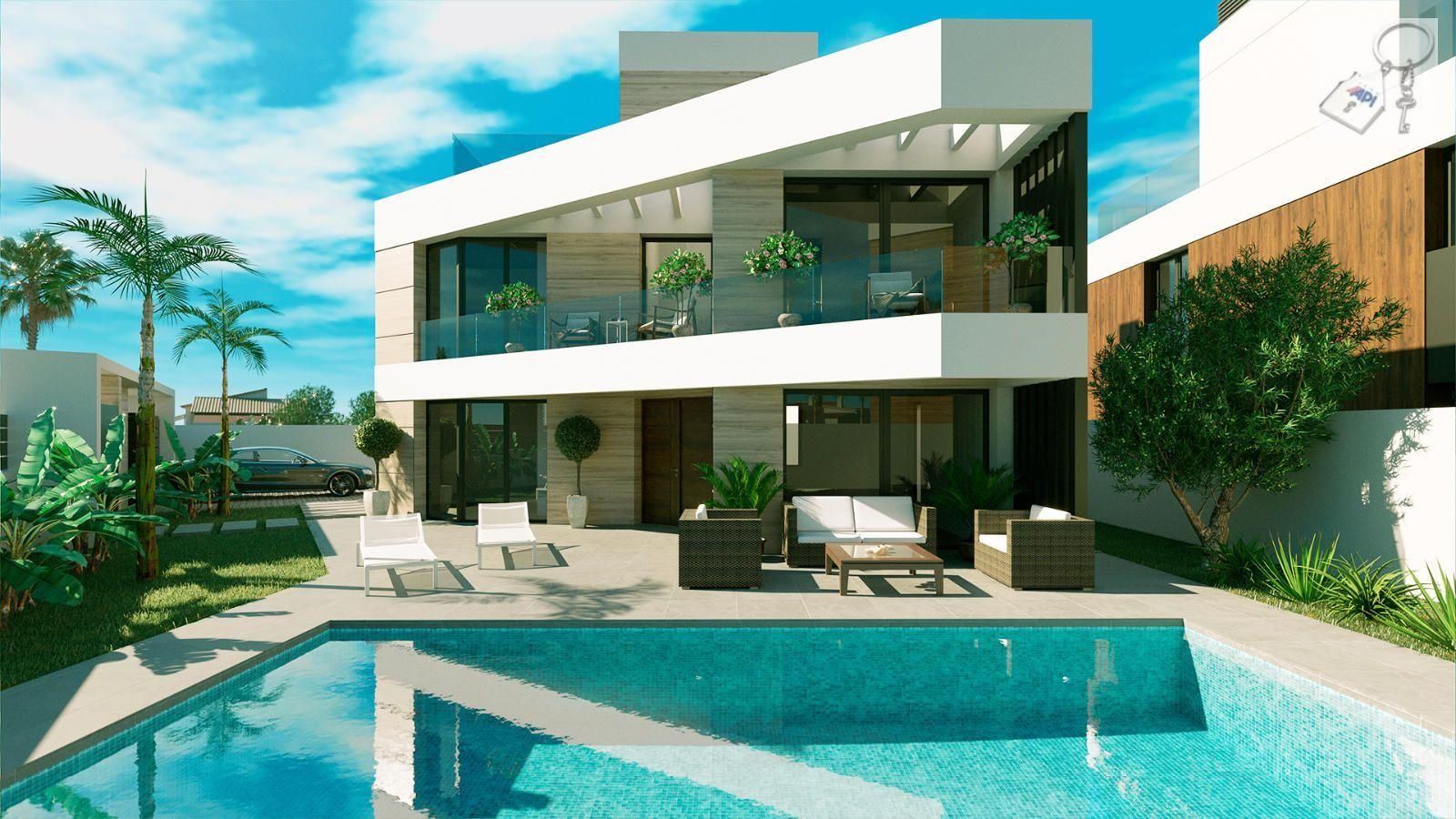 Vista exterior de Casa o xalet en venda en Torrevieja amb Aire condicionat i Piscina