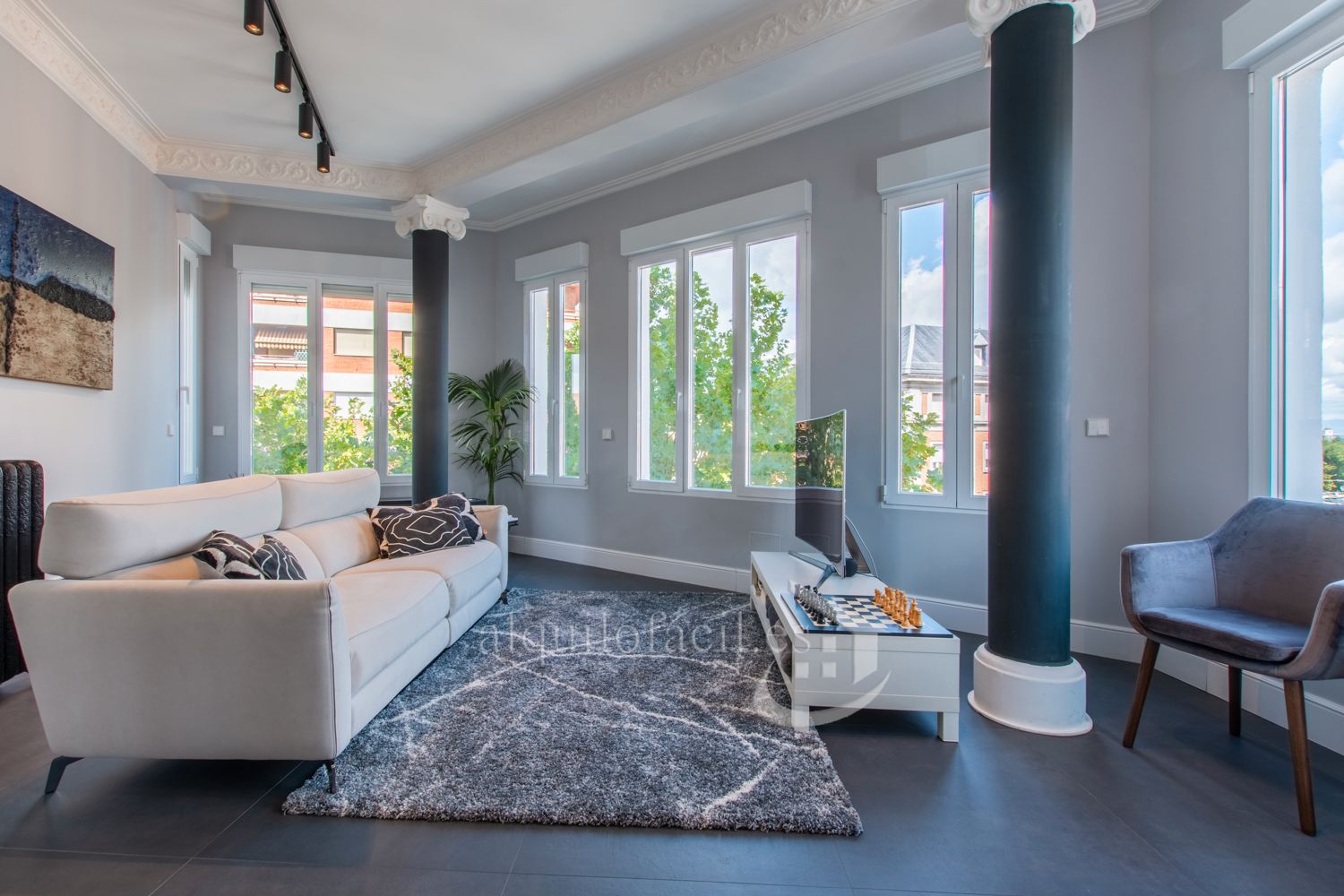 Living room of Flat to rent in  Madrid Capital  with Air Conditioner, Heating and Furnished