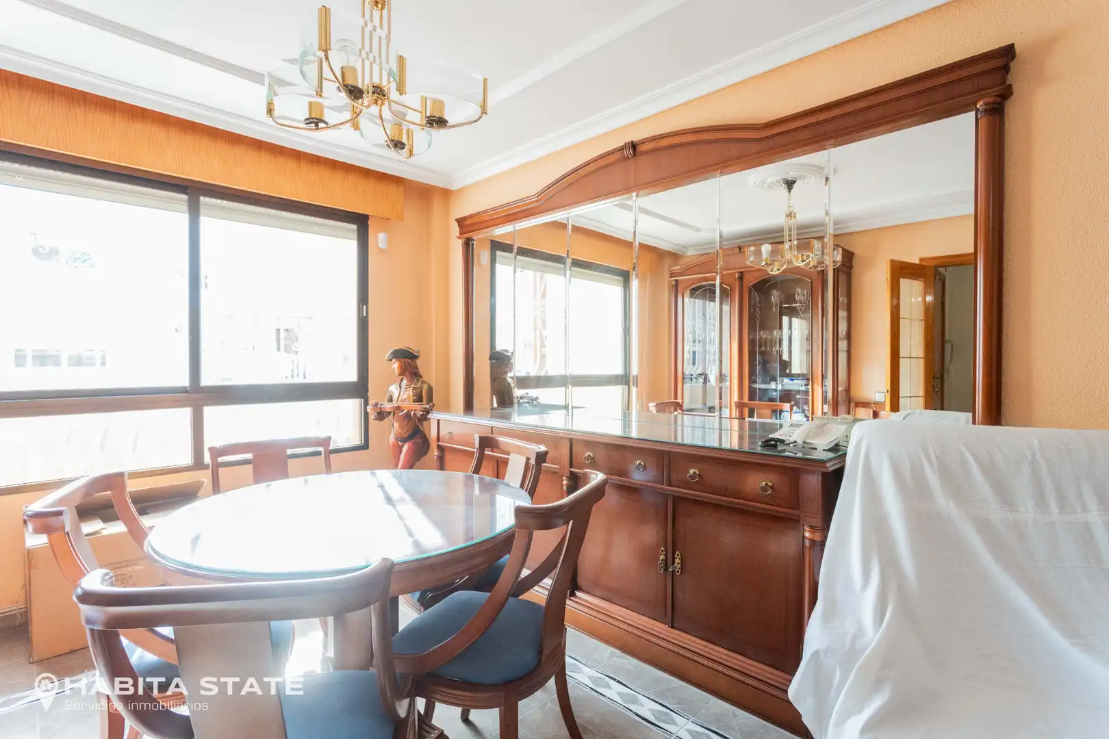 Dining room of Single-family semi-detached for sale in  Almería Capital  with Air Conditioner, Terrace and Furnished