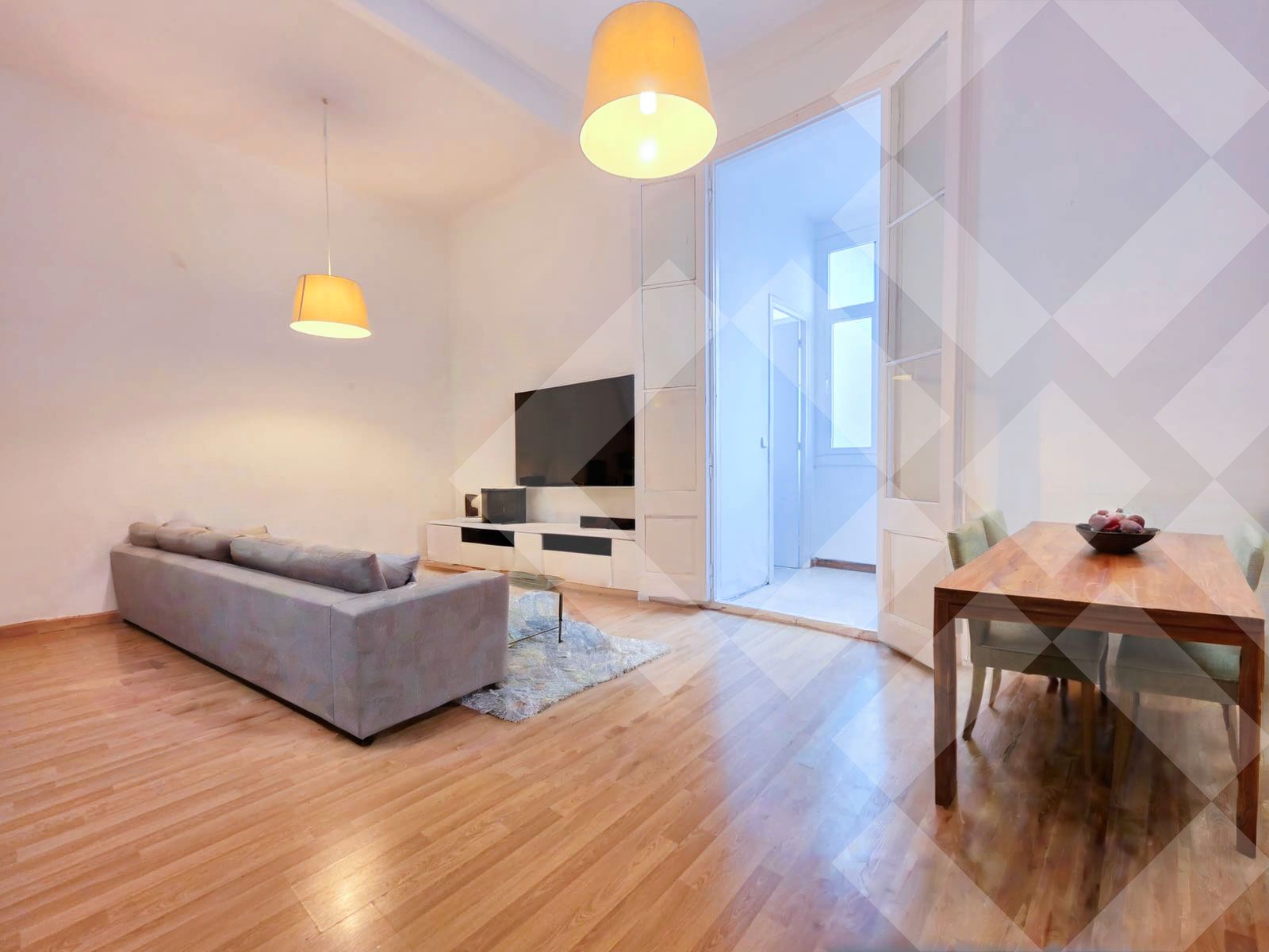 Sala d'estar de Pis de lloguer en  Barcelona Capital amb Aire condicionat, Moblat i Rentadora