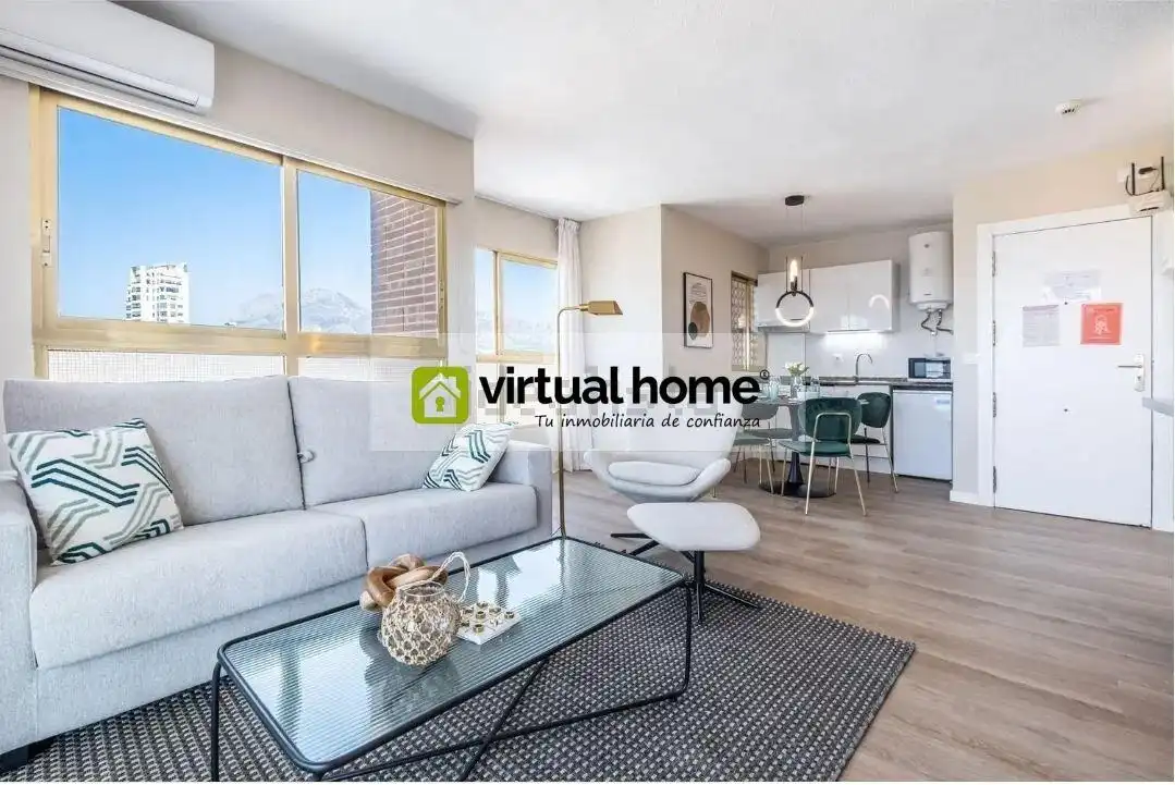 Living room of Flat for sale in Benidorm  with Air Conditioner, Terrace and Furnished