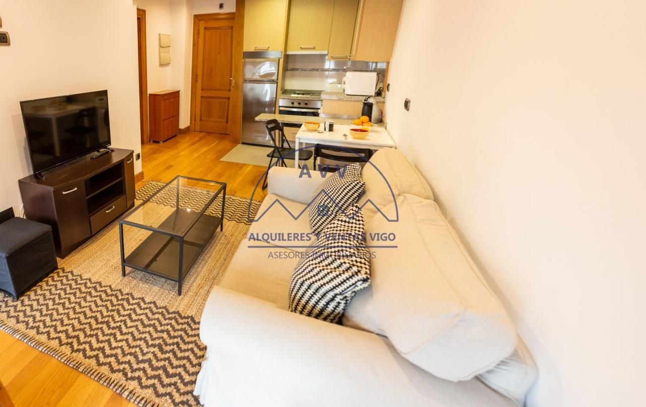 Sala de estar de Apartamento en venta en Vigo  con Calefacción, Parquet y Amueblado