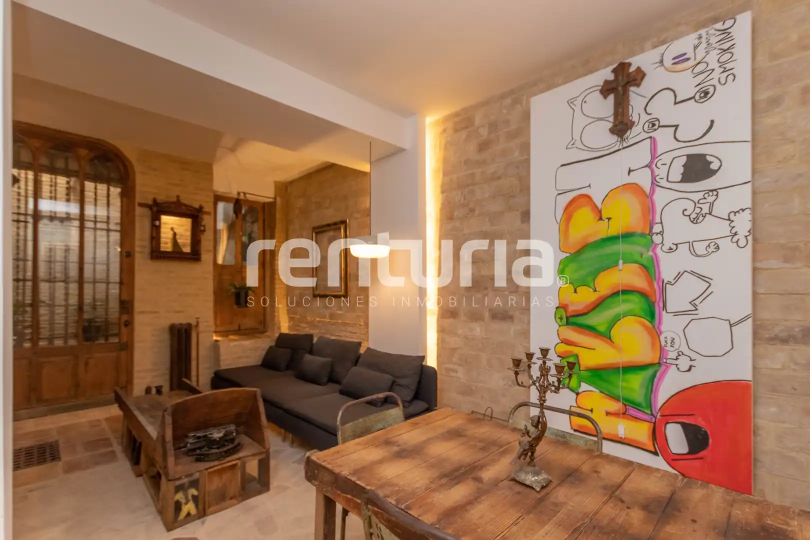 Living room of Flat for rent in Valencia  with Air Conditioner, Heating and Furnished