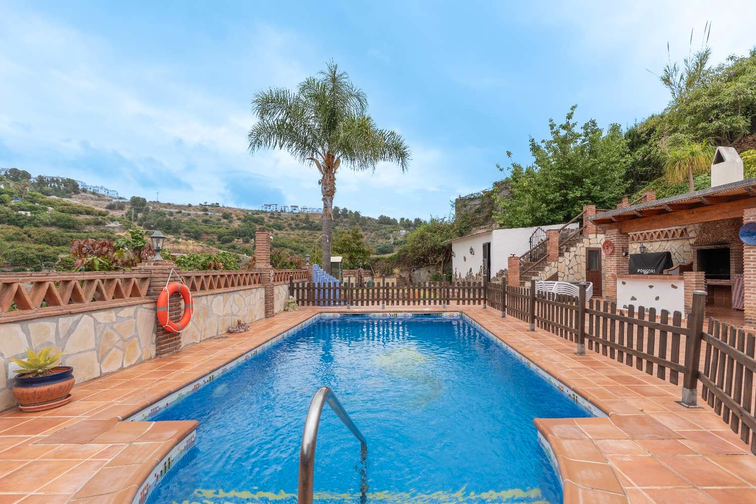 Swimming pool of Country house for sale in Frigiliana  with Air Conditioner, Heating and Storage room