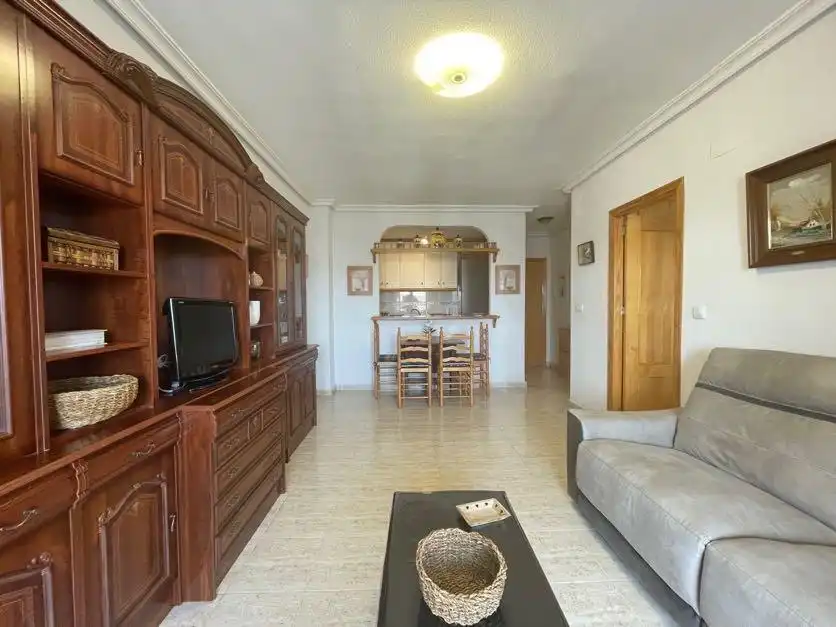 Sala d'estar de Apartament en venda en Torrevieja amb Aire condicionat, Terrassa i Moblat