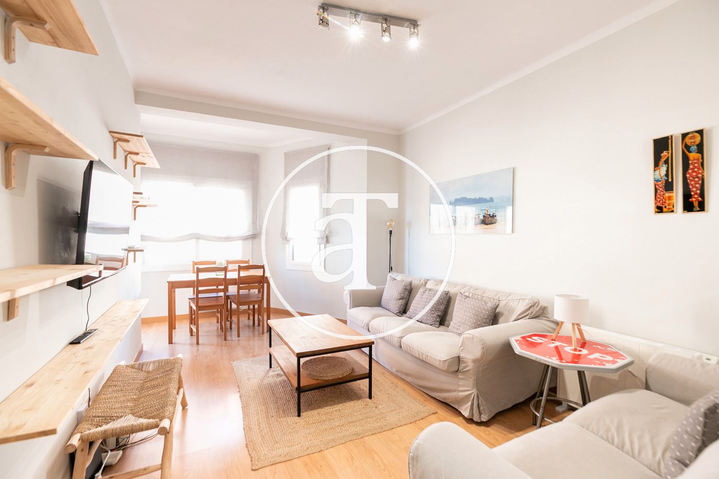 Living room of Flat to rent in  Barcelona Capital  with Heating, Terrace and Furnished
