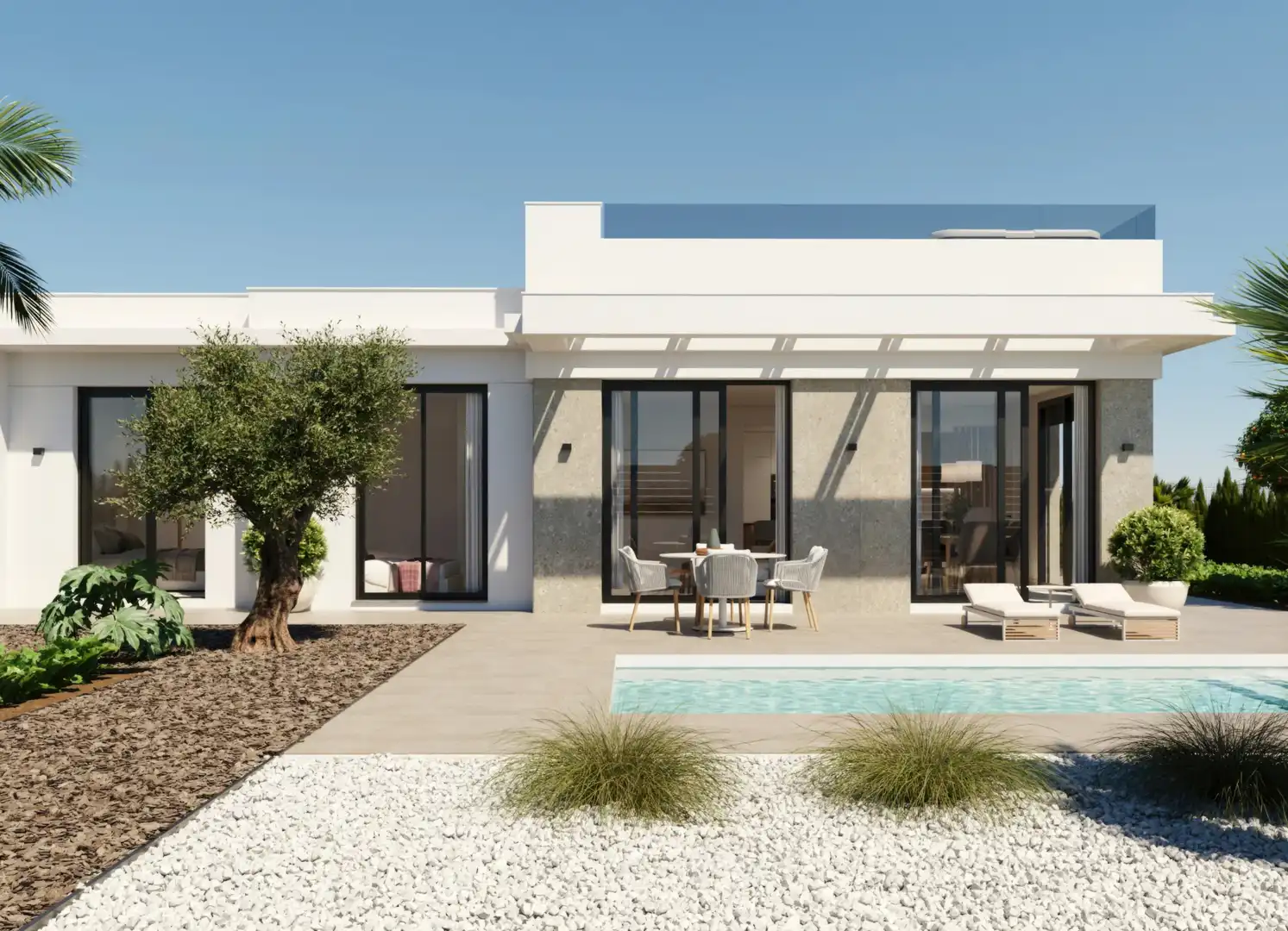 Vista exterior de Casa o xalet en venda en Fuente Álamo de Murcia amb Aire condicionat, Calefacció i Jardí privat