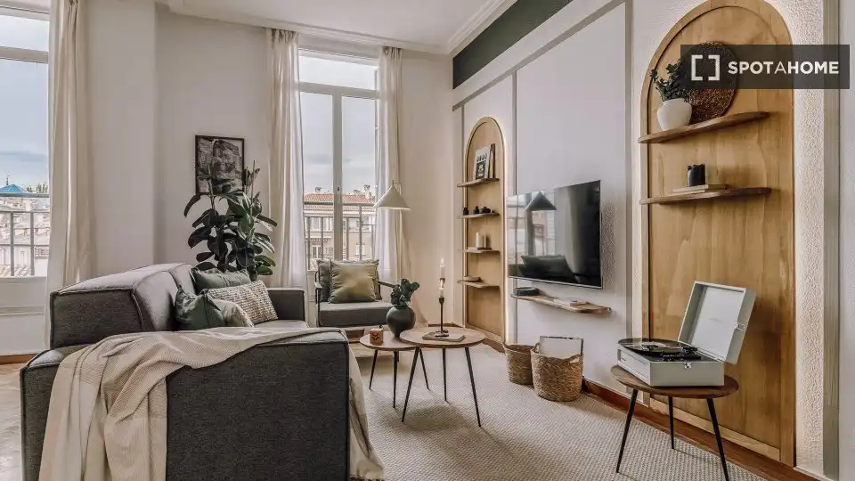 Sala de estar de Piso de alquiler en Madrid con Aire acondicionado, Calefacción y Amueblado