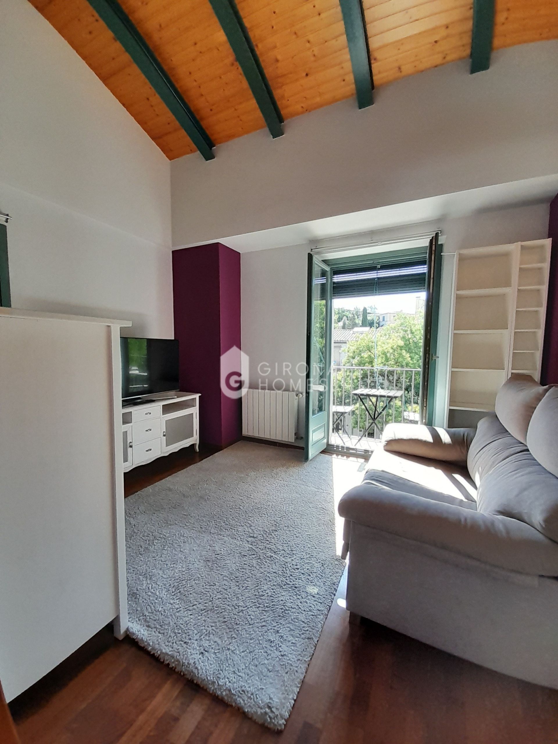 Sala d'estar de Àtic de lloguer en Girona Capital amb Calefacció i Moblat