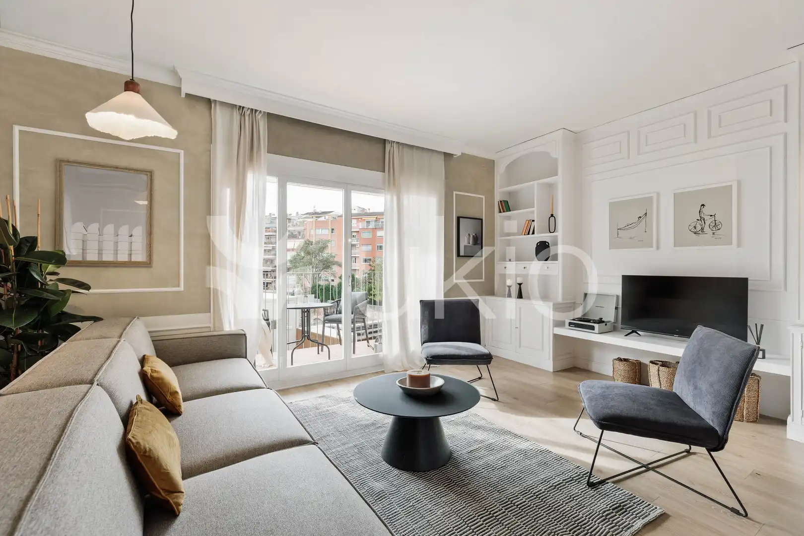 Sala de estar de Apartamento de alquiler en Barcelona con Aire acondicionado, Calefacción y Terraza