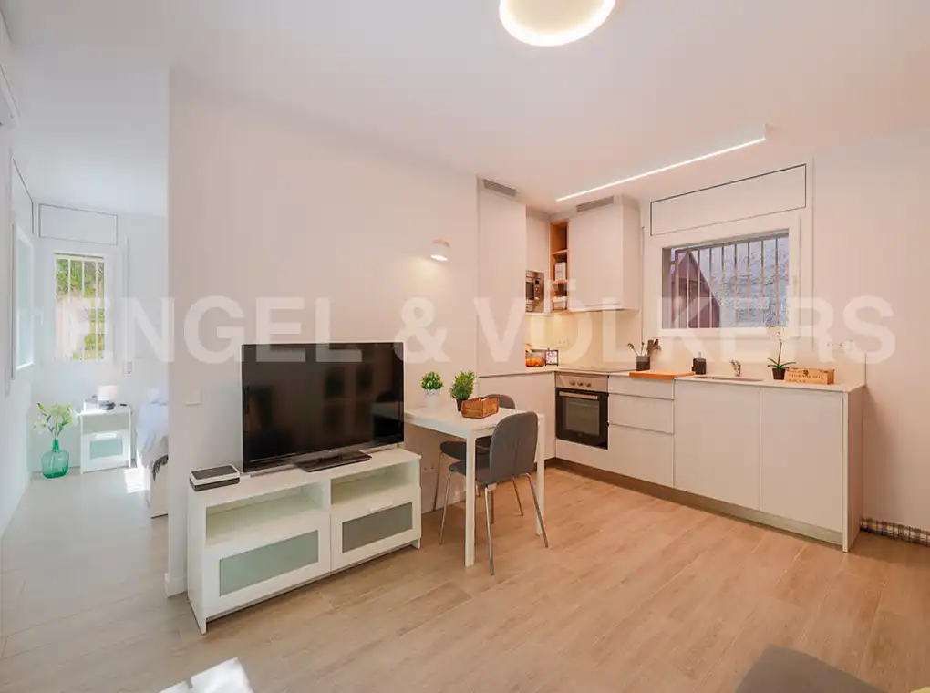 Cocina de Piso de alquiler en Barcelona con Aire acondicionado, Calefacción y Jardín privado