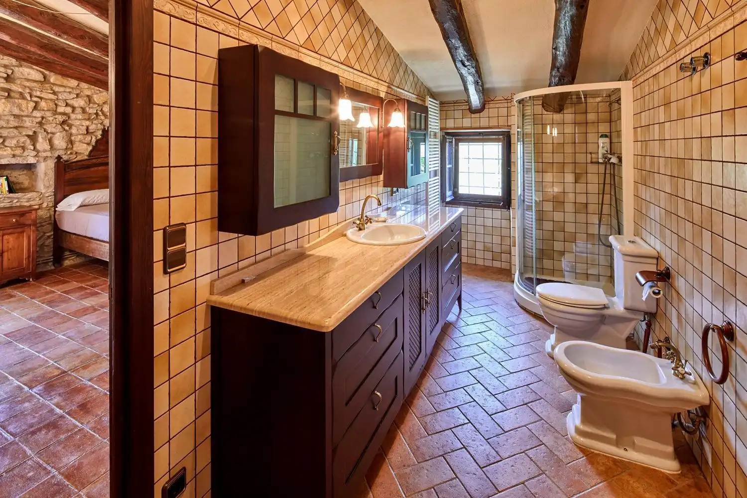 Baño de Casa o chalet de alquiler en Madremanya con Aire acondicionado, Jardín privado y Terraza