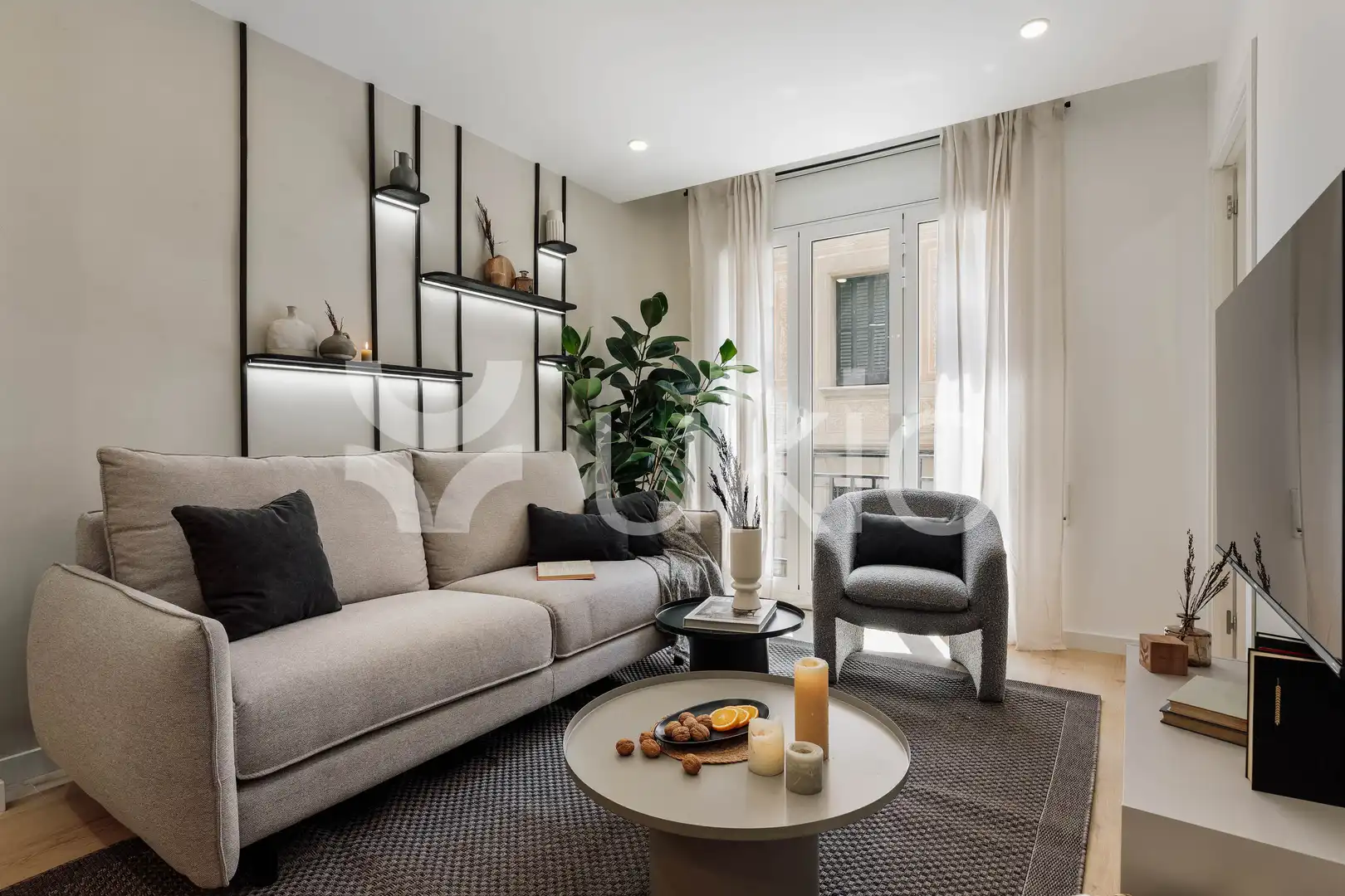 Sala d'estar de Apartament de lloguer en Barcelona amb Aire condicionat, Calefacció i Moblat