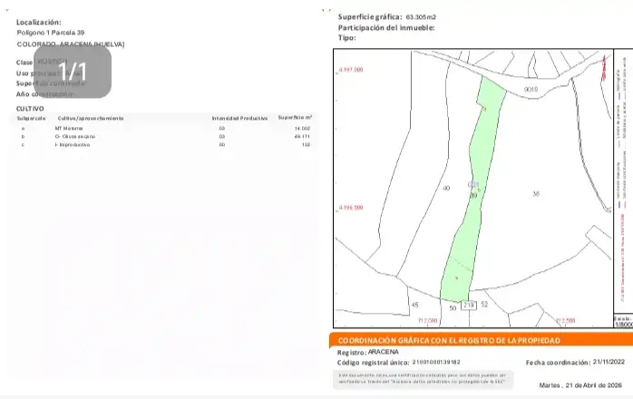 Terreno en venta en Aracena