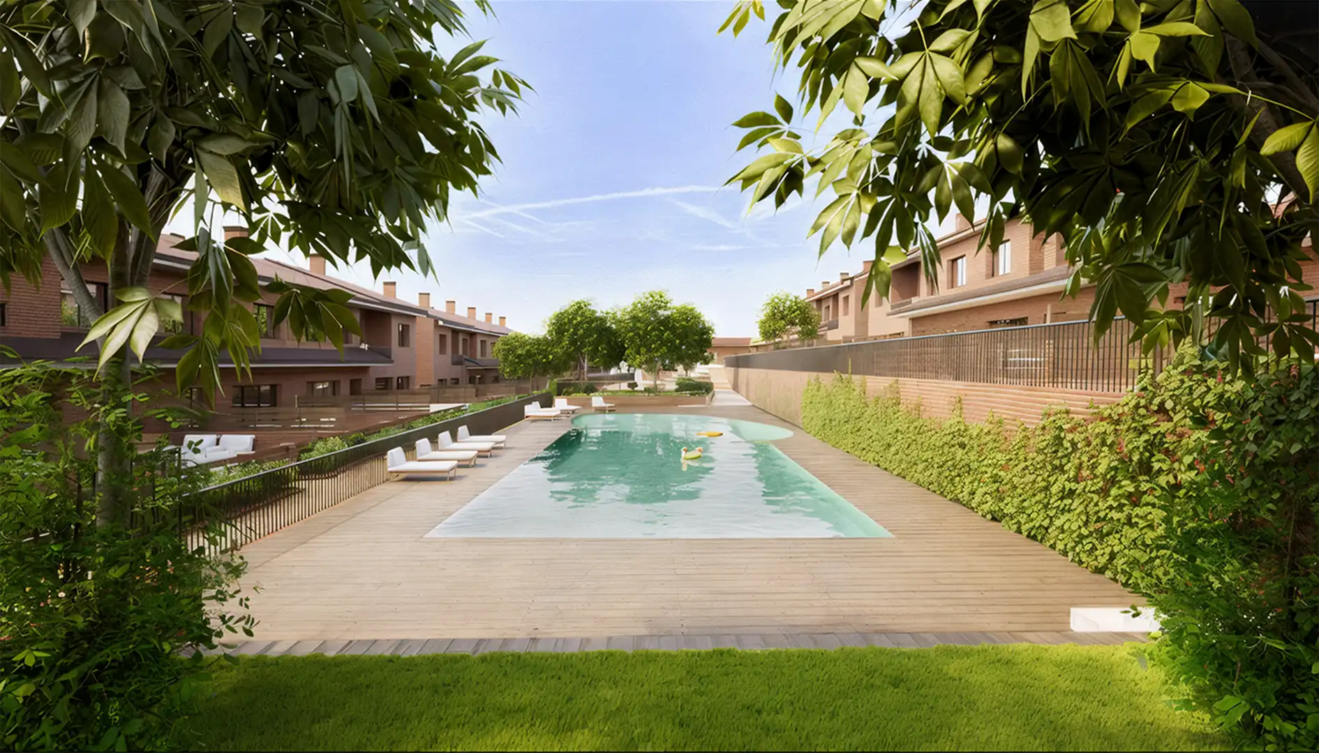 Schwimmbecken von Einfamilien-Reihenhaus zum Verkauf in Begues mit Terrasse, Schwimmbad und Balkon