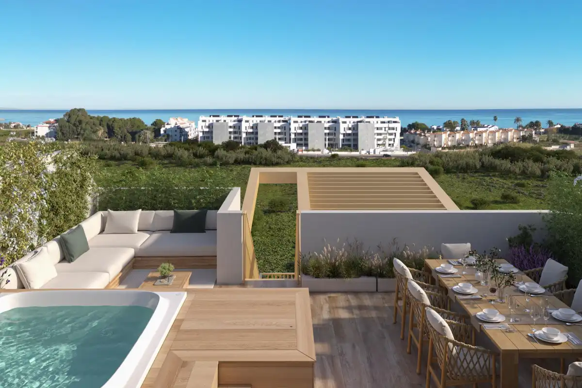 Terrasse von Dachboden zum Verkauf in El Verger mit Klimaanlage, Terrasse und Schwimmbad