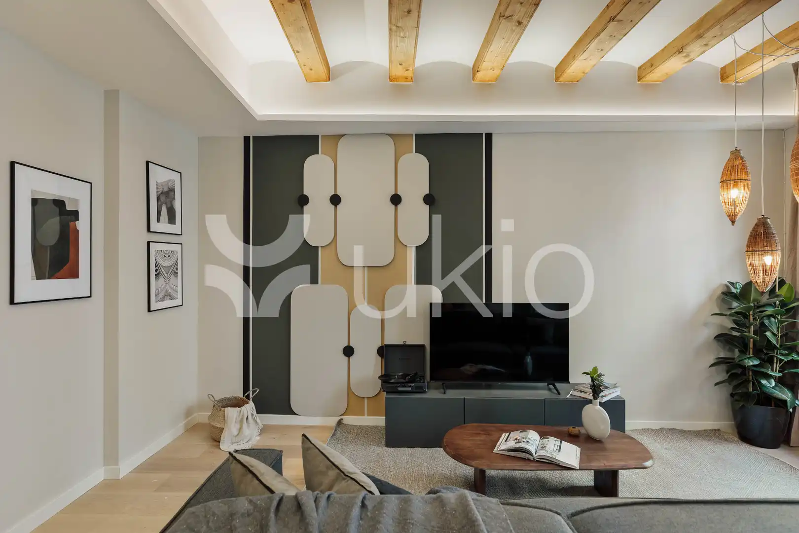 Sala de estar de Apartamento de alquiler en Barcelona con Aire acondicionado, Calefacción y Amueblado