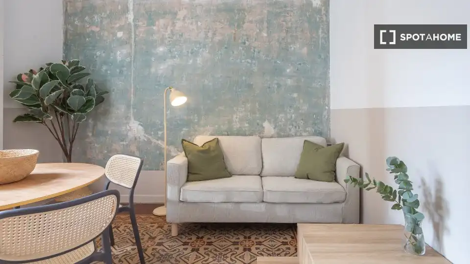 Living room of Flat for share in Barcelona  with Air Conditioner, Heating and Furnished
