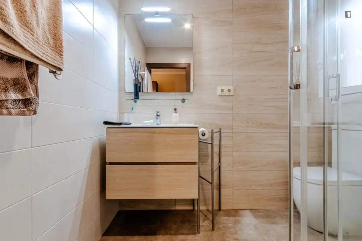 Bany de Apartament per a compartir en Barcelona amb Aire condicionat, Calefacció i Moblat