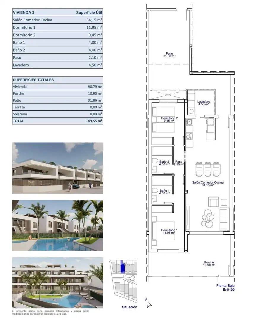 Planta baja en venta en Pilar de la Horadada con Jardín privado, Terraza y Piscina comunitaria