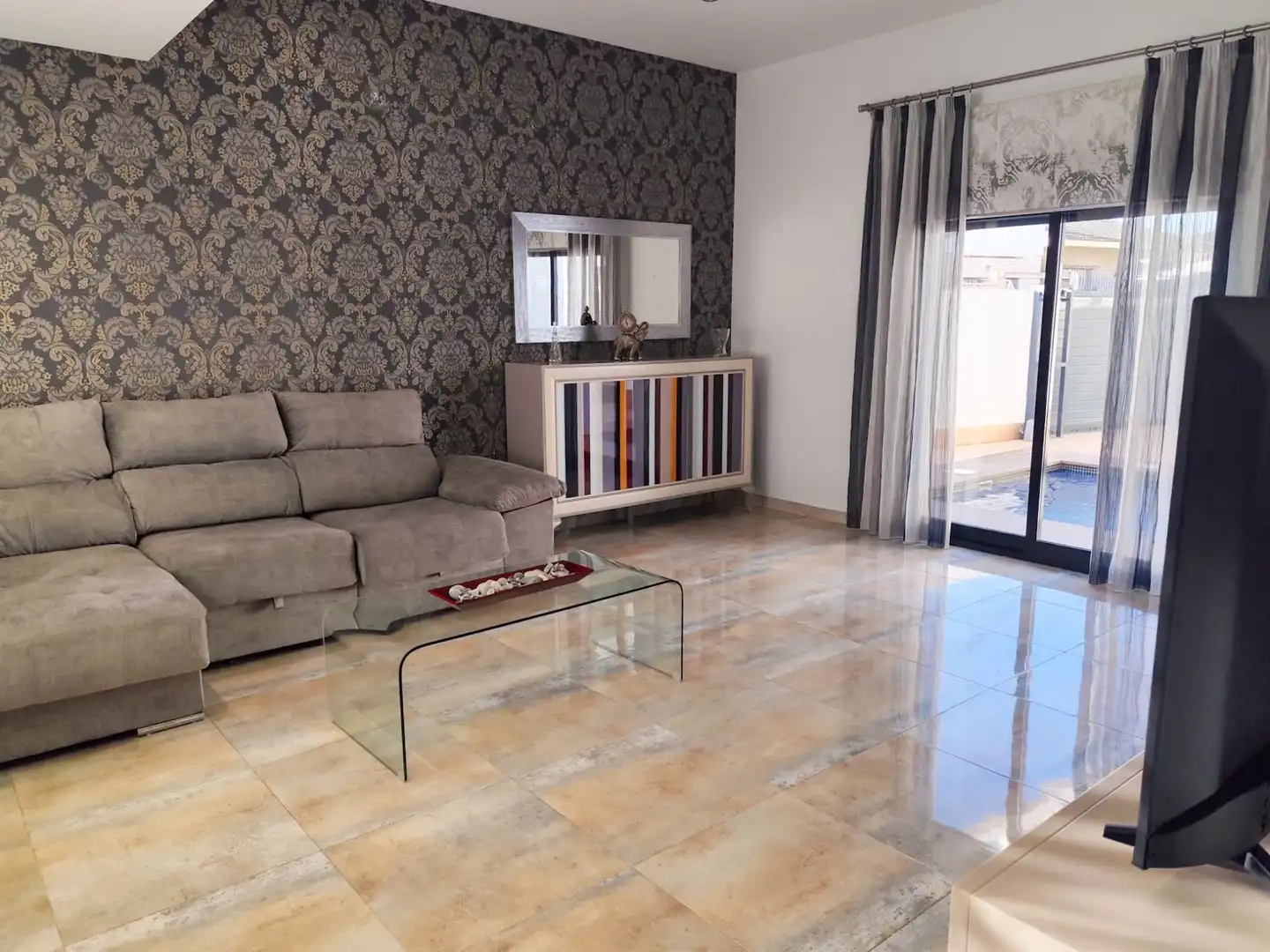 Sala d'estar de Casa o xalet de lloguer en Pilar de la Horadada amb Aire condicionat, Calefacció i Jardí privat