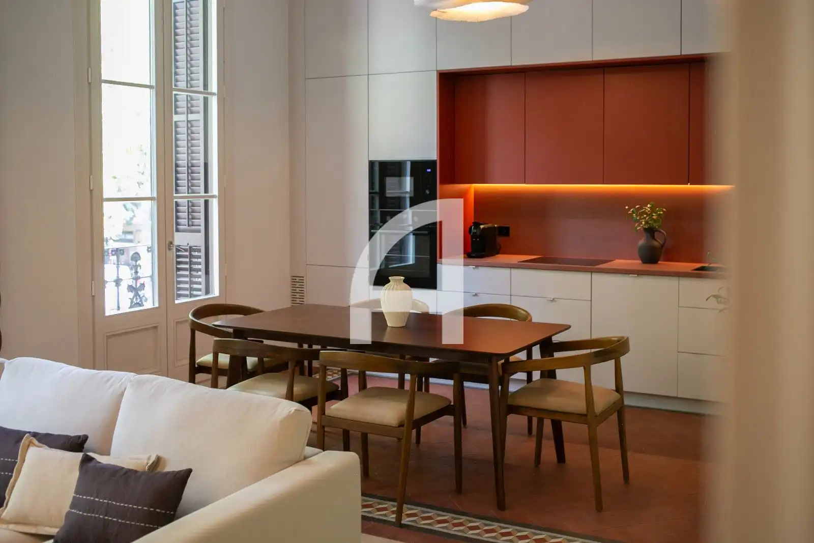 Dining room of Flat for rent in Barcelona  with Air Conditioner, Heating and Parquet flooring