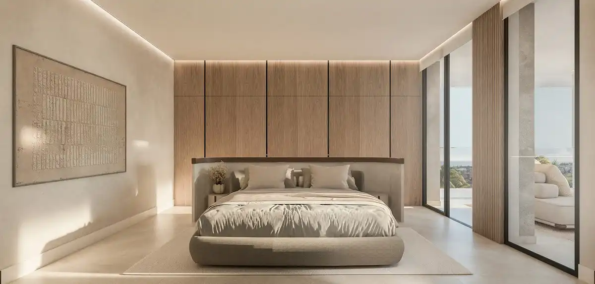 Schlafzimmer von Erdgeschoss zum Verkauf in Estepona mit Privatgarten, Terrasse und Abstellraum