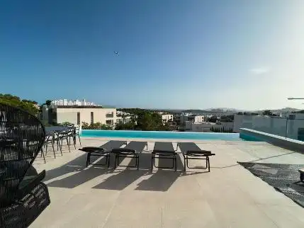 Terrasse von Haus oder Chalet zur Miete in Santa Eulària des Riu mit Klimaanlage, Terrasse und Schwimmbad
