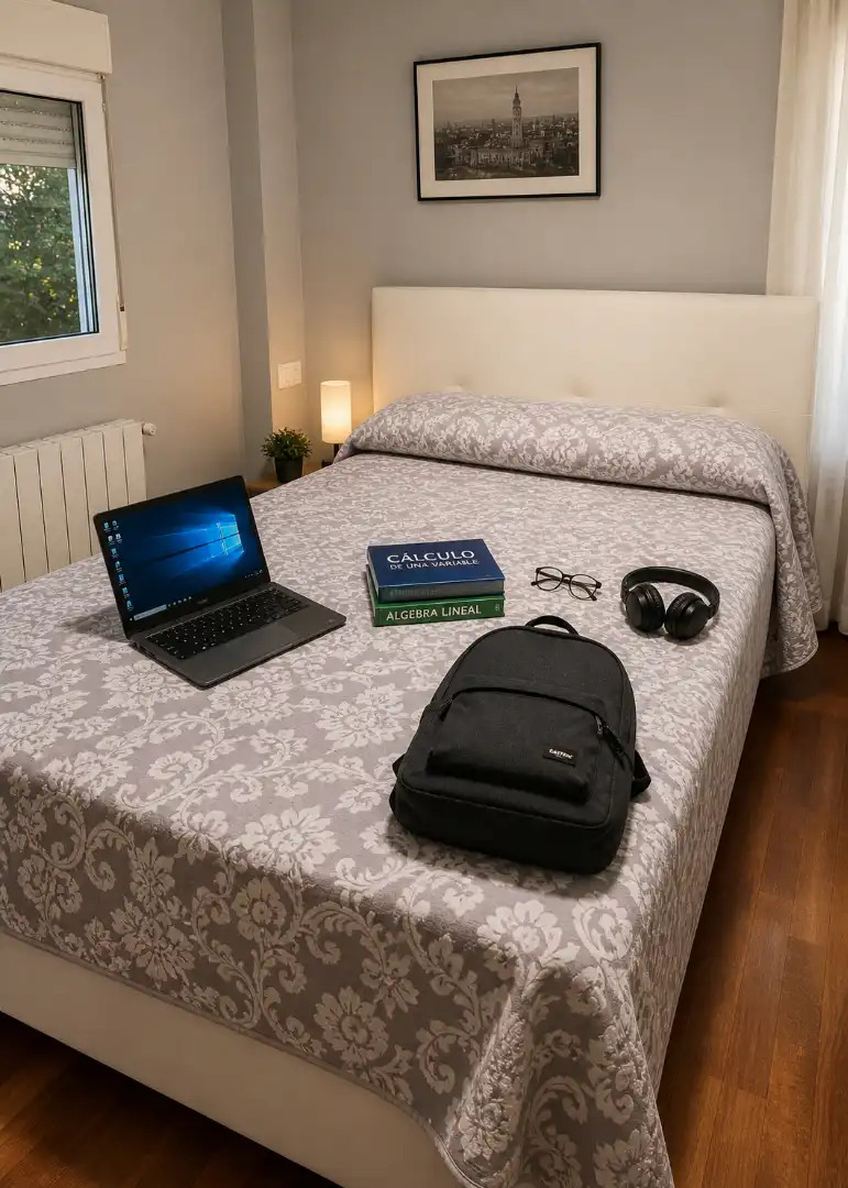 Bedroom of Flat for rent in Santander  with Heating, Terrace and Furnished