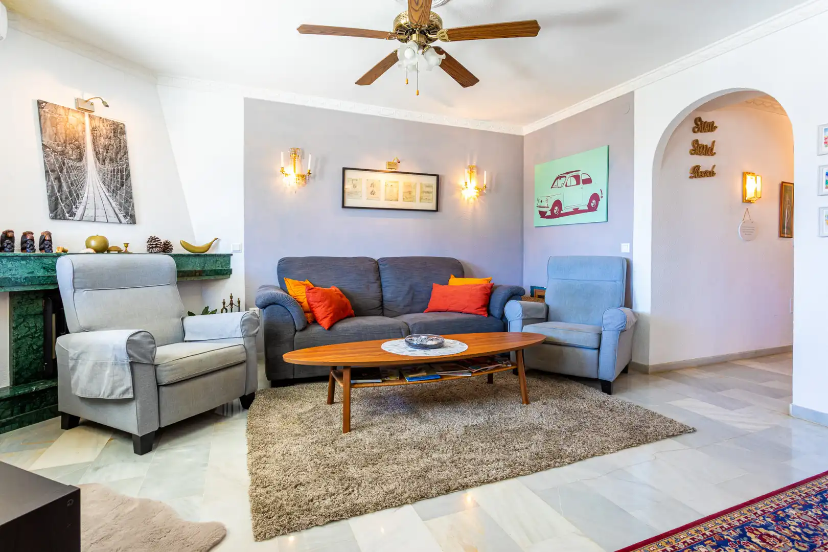 Wohnzimmer von Dachboden zum Verkauf in Mijas mit Klimaanlage, Terrasse und Schwimmbad
