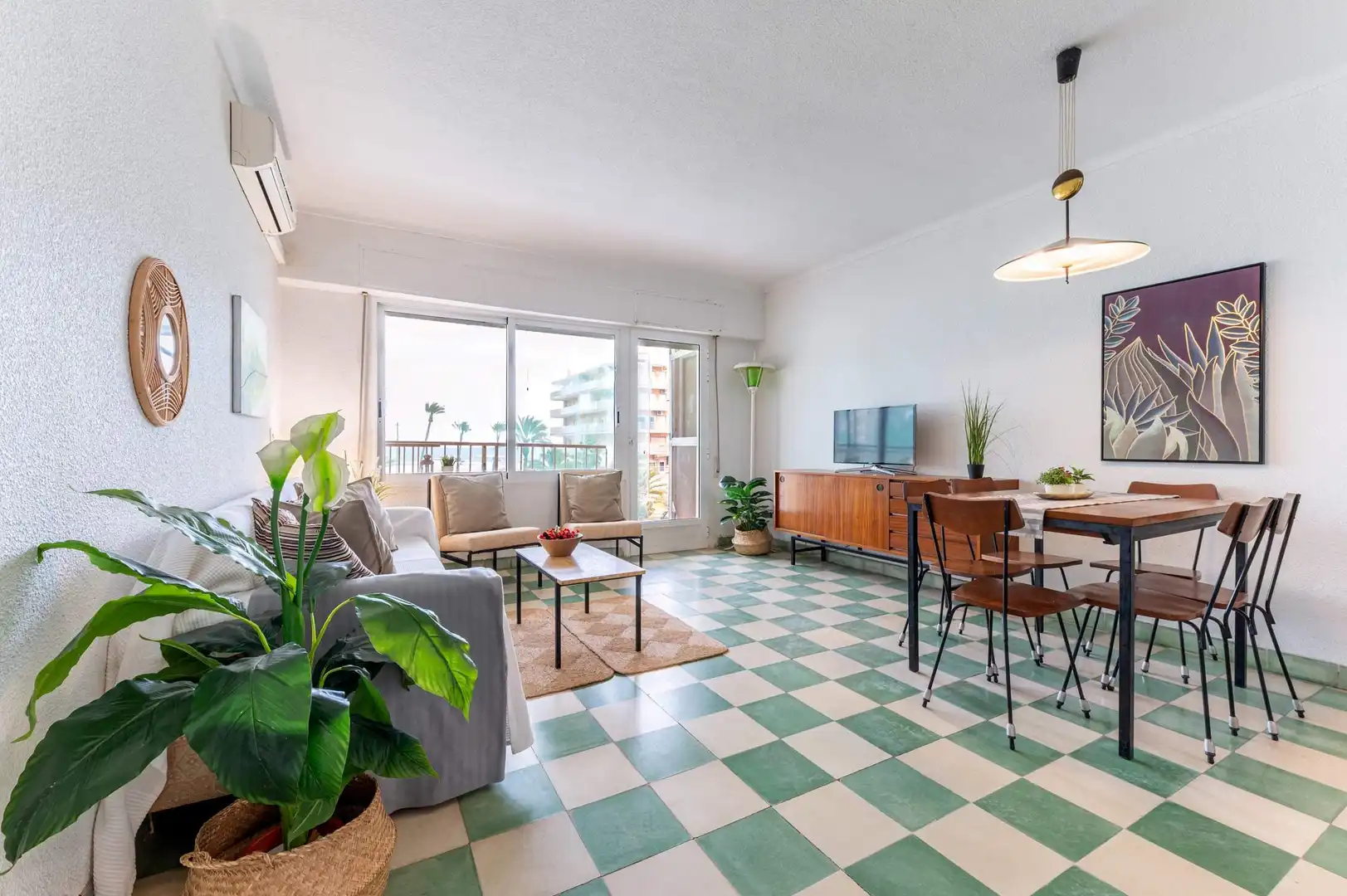 Sala d'estar de Pis en venda en Alicante / Alacant amb Aire condicionat, Jardí privat i Terrassa