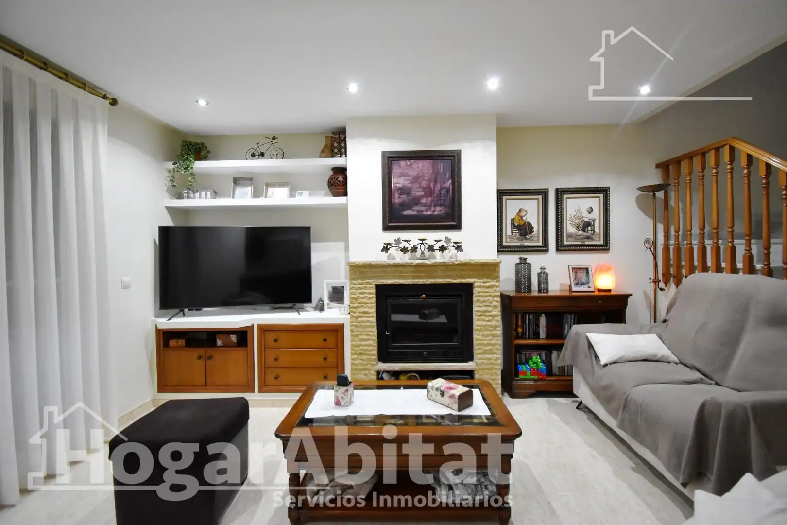 Sala de estar de Casa adosada en venta en El Real de Gandia con Aire acondicionado, Terraza y Trastero