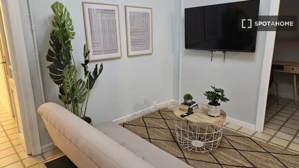 Living room of Flat for share in Barcelona  with Air Conditioner, Heating and Furnished