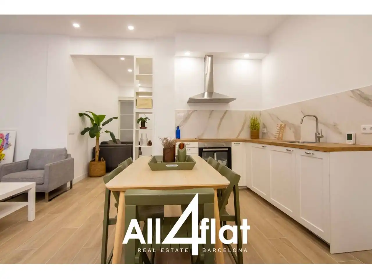 Küche von Wohnung zur Miete in Barcelona mit Klimaanlage, Parkett und Möbliert