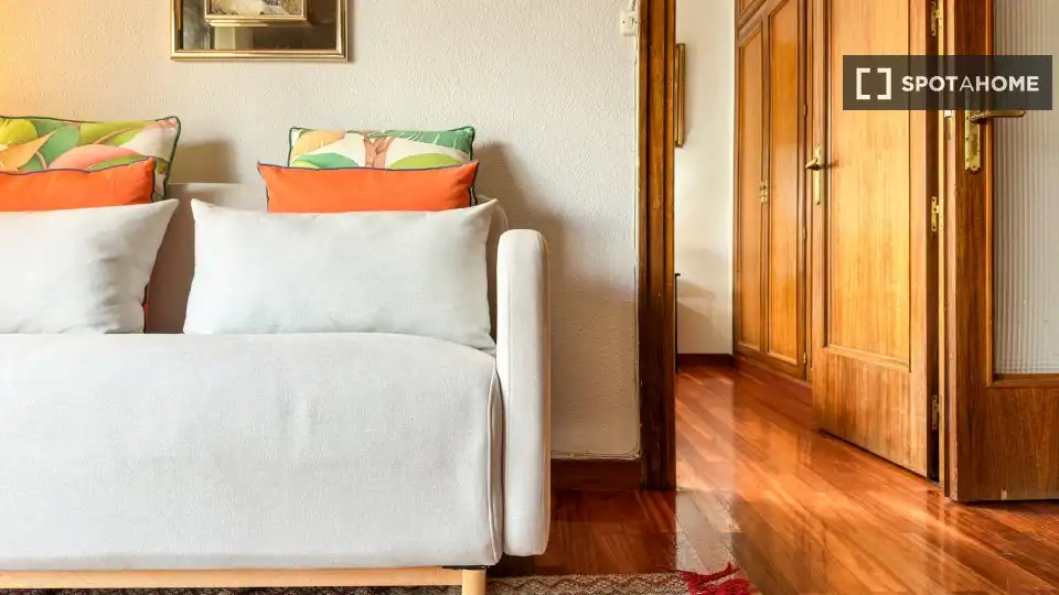 Sala de estar de Estudio para compartir en Madrid con Aire acondicionado, Calefacción y Terraza